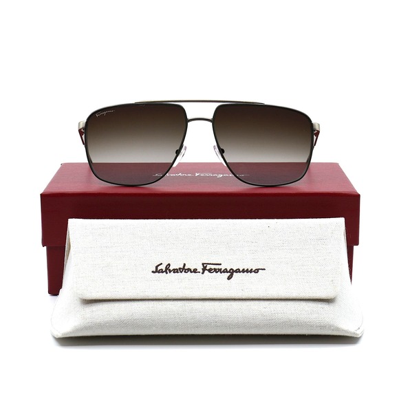 FERRAGAMO SF239S 758 GREEN/SILVER BROWN GRADIENT AVIATOR AUTHENTIC SUNGLASSES - Picture 7 of 10